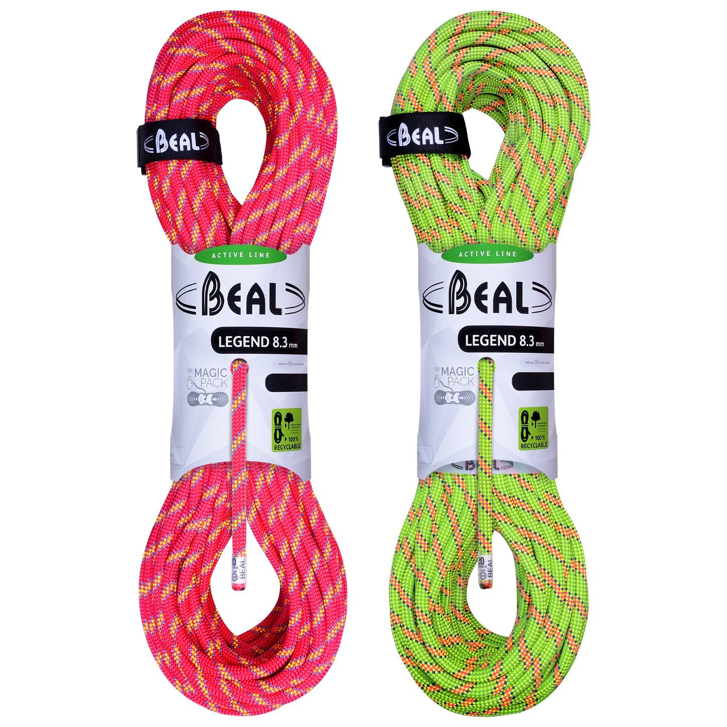 Legend (8.3mm, 2x50m) - vert/rose, corde d'escalade