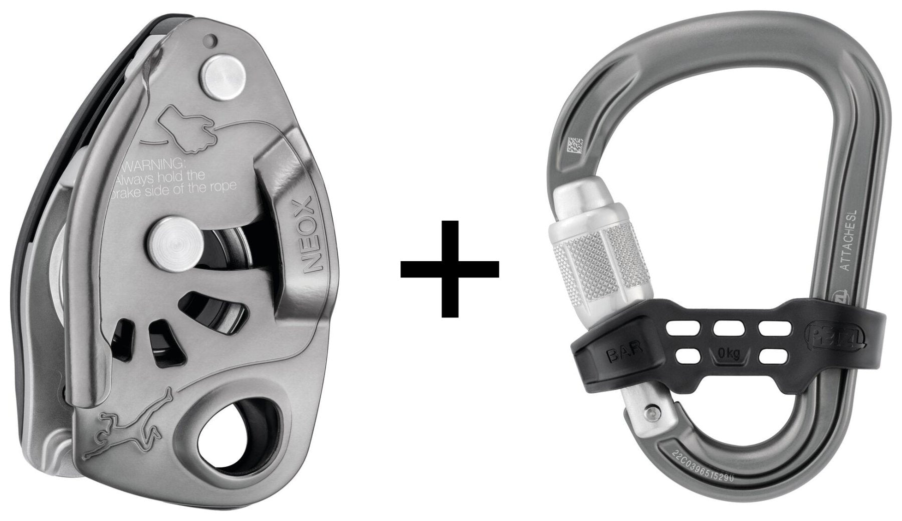 Neox Belay Kit - licht grijs, halfautomaat met safebiner