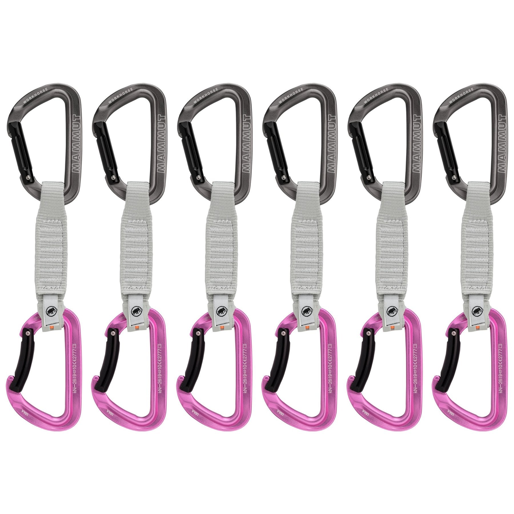 Workhorse keylock (12cm) - pink, quickdraw set - 6 pack